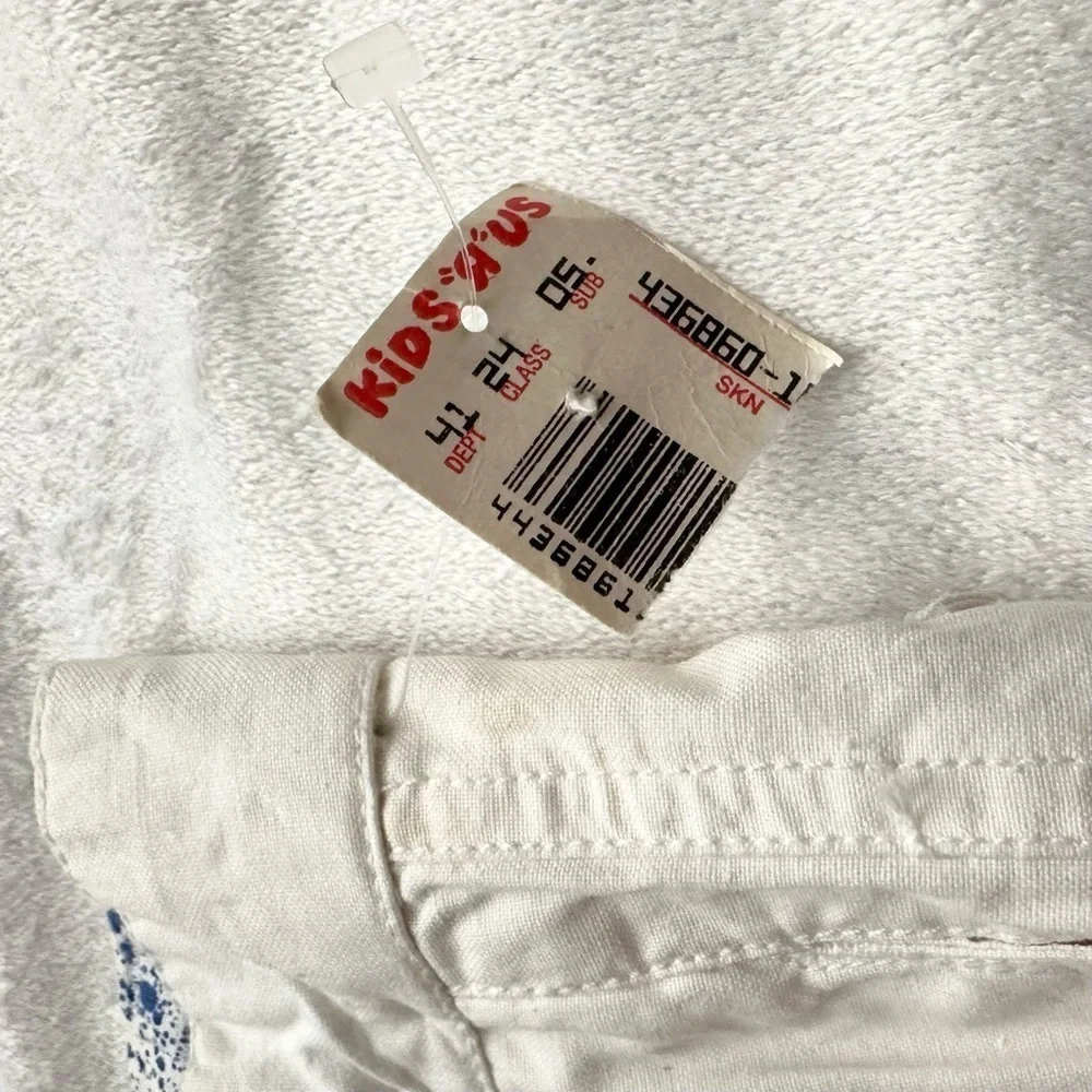 Vintage Rigolletto White Cotton Print Cuffed Pants Kids 12 Short Loose Fit NWT